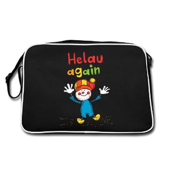 Karneval Helau Düsseldorf Mainz Clown Lustig Narr - Retro Tasche - Schwarz/Weiß - Hinten
