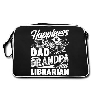 Librarian Dad Grandpa And Librarian - Retro Bag - black/white - Back
