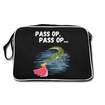 Karneval Köln Alaaf Krokodil Prinzessin Lustig - Retro Tasche - Schwarz/Weiß - Hinten