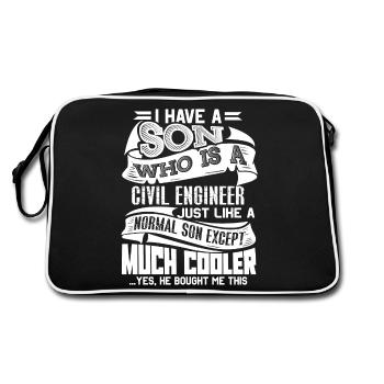 Civil Engineer My Son Is A Civil Engineer - Retro Bag - black/white - Back
