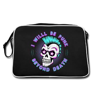 Neon Punk Rock Skull Design - Punk au-delà de la mort 80 - Sac Retro - noir/blanc - Dos