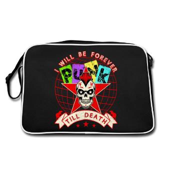 Forever Punk Till Death Mohawk Skull Grunge Art - Retro Bag - black/white - Back