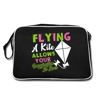 Kite Flying A Kite Allows Your Imagination To Soar - Retro Bag - black/white - Back