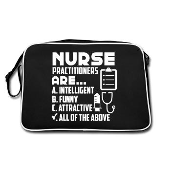 Nurse Practitioner Intelligent Funny Attractive - Retro Bag - black/white - Back