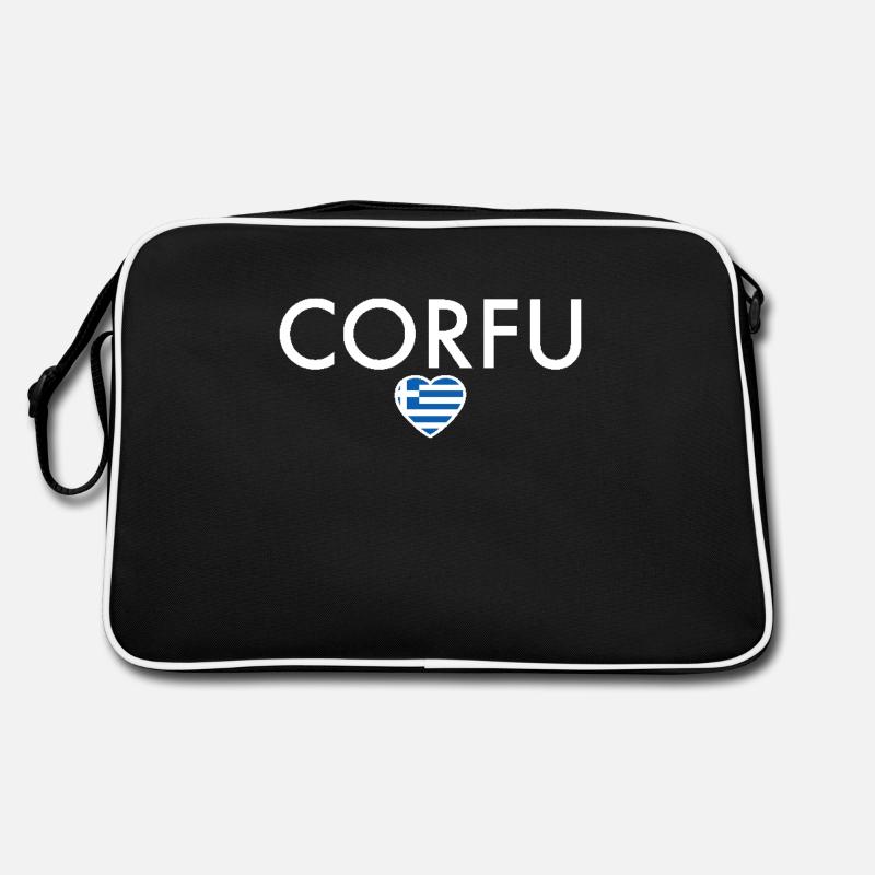 Corfou Grèce Drapeau grec Grec - Sac Retro - noir/blanc