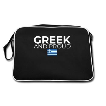 Greek And Proud Greek Flag - Retro Bag - black/white - Back