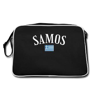 Samos Greece Greek Flag Greek - Retro Bag - black/white - Back