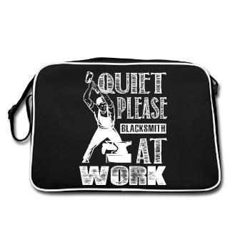 Quiet Please Blacksmith At Work - Retro Bag - black/white - Back