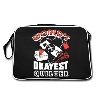 Quilter World's Okayest Quilter - Retro Bag - black/white - Back