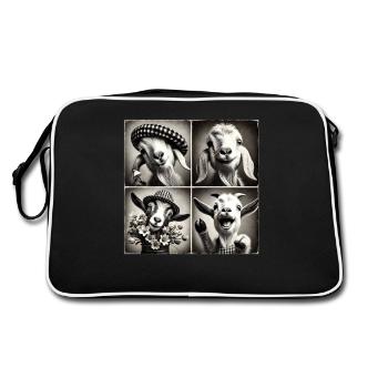 Chèvre Selfie Drôle Chapeaux Vintage Photo Shoot Ferme Un - Sac Retro - noir/blanc - Dos