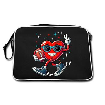 Valentine's Day Football Chucks Heart America Funny - Retro Bag - black/white - Back