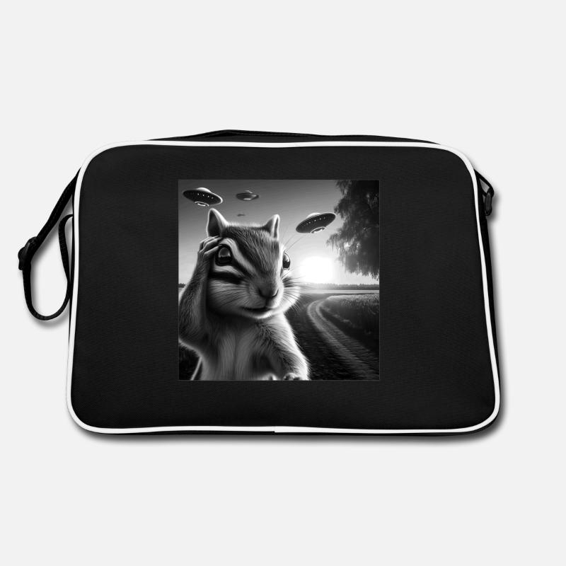 Chipmunk 2 Funny Graphic Selfie with UFOs Weird Al Retro Bag