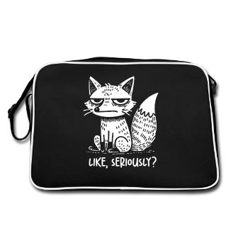 Fox amüsiert wie ernsthaft verurteilend sarkastisch - Retro Tasche - Schwarz/Weiß - Hinten
