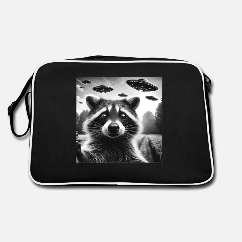 Racoon trash panda Funny Graphic Selfie UFOs Weir Retro Bag