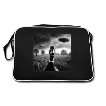 Duck waterfowl Funny Graphic Selfie with UFOs Weir - Retro Bag - black/white - Back