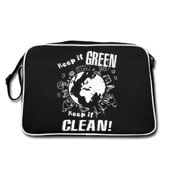 Earth Day Keep It Green Keep It Clean - Retro Bag - black/white - Back