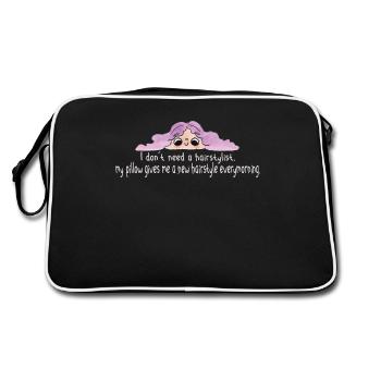 Funny Pillow Hairstyle Quote Funny Pillow Hairstyle - Retro Bag - black/white - Back