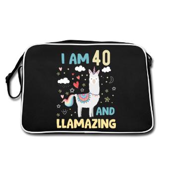 40Th years old Women Birthday Apparel & Accessor - Retro Bag - black/white - Back