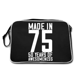 Made In 75, 50. Jahre Großartigkeit Geburtstag - Retro Tasche - Schwarz/Weiß - Hinten