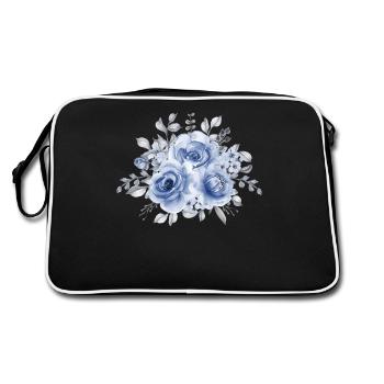 Blue Watercolor Bouquet Blue Watercolor - Retro Bag - black/white - Back