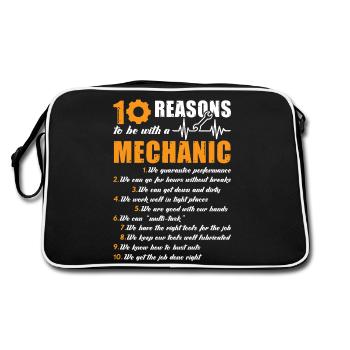 Mechanic 10 Reasons To Be With A Mechanic - Retro Bag - black/white - Back