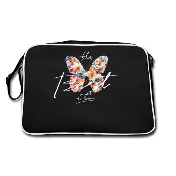 Citation de papillon floral inspirante - Sac Retro - noir/blanc - Dos