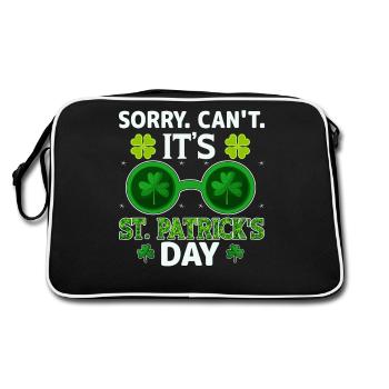 Sorry can't, It s St Patricks Day - Retro Bag - black/white - Back