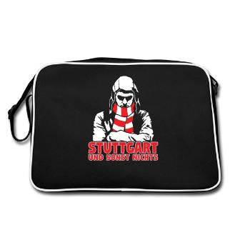Stuttgart und sonst nichts - Retro Tasche - Schwarz/Weiß - Hinten