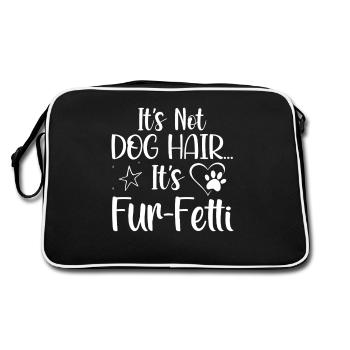 Lustiges Dog Hair Fur-Fetti Spruchmotiv - Retro Tasche - Schwarz/Weiß - Hinten