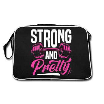 Fitness fort et beau dicton design - Sac Retro - noir/blanc - Dos