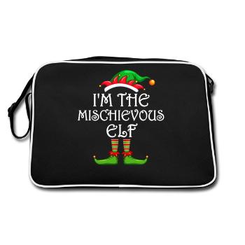 I'm The Mischievous Elf Matching Family Christmas - Retro Bag - black/white - Back