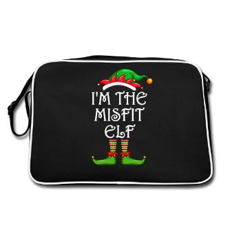 I'm The Misfit Elf Shirt Matching Family Christmas - Retro Tasche - Schwarz/Weiß - Hinten