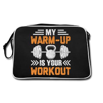 Mein Warm-up ist dein Workout - Retro Tasche - Schwarz/Weiß - Hinten