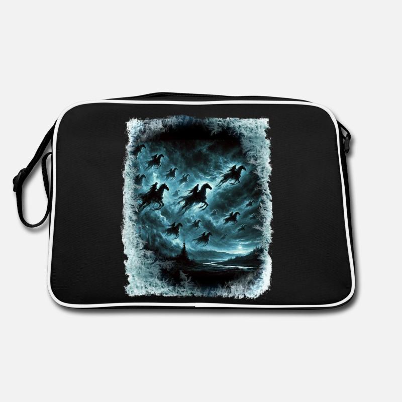 Wilde Jagd durchquert den Himmel - Retro Tasche - Schwarz/Weiß