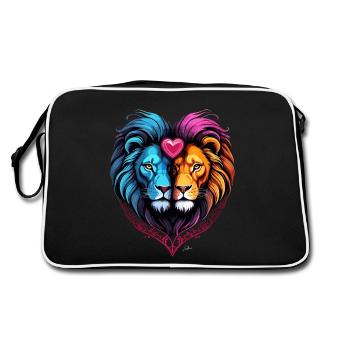 Love valentine lion - Retro Bag - black/white - Back