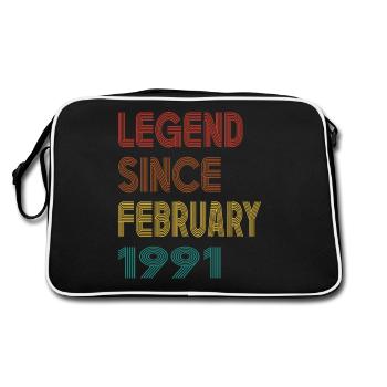 Legende seit Februar 1991 Herren Damen Jahrgang 1991 - Retro Tasche - Schwarz/Weiß - Hinten