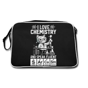 I Love Chemistry Funny Science Cat - Retro Bag - black/white - Back