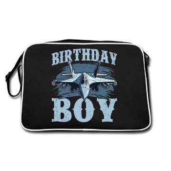 Birthday Boy Fighter Jet Design - Retro Bag - black/white - Back