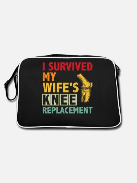 Ich überlebte die Knie-OP meiner Frau - Retro Tasche - Schwarz/Weiß - Hinten