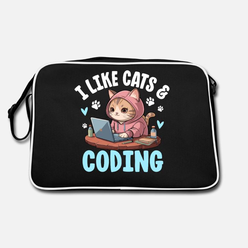 J’aime les chats et le design de nerd du codage Sac Retro