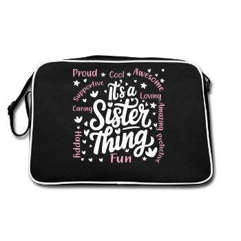Es ist ein Schwester-Ding - Retro Tasche - Schwarz/Weiß - Hinten