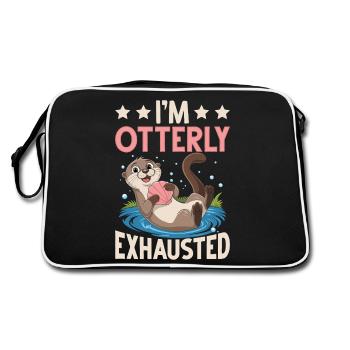 I'm Otterly Exhausted Funny Otter Design - Retro Bag - black/white - Back