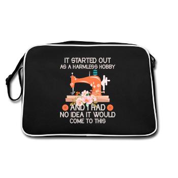 It Started Out As A Harmless Hobby Quilting Quilt - Retro Bag - black/white - Back