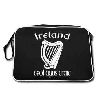 Irlande Ceol Agus Craic Gaélique Irlandais St Patrick - Sac Retro - noir/blanc - Dos