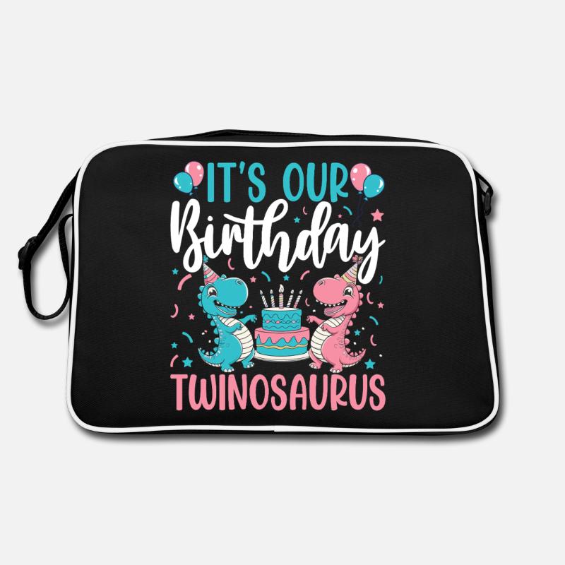 Twinosaurus Dino Geburtstag Retro Tasche