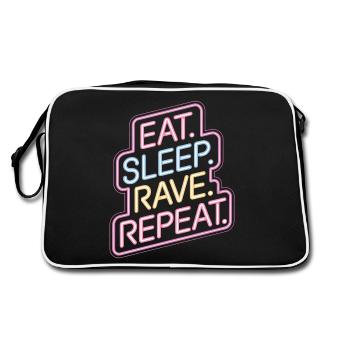 Eat Sleep Rave Repeat - Neon Sign Design - Retro Bag - black/white - Back