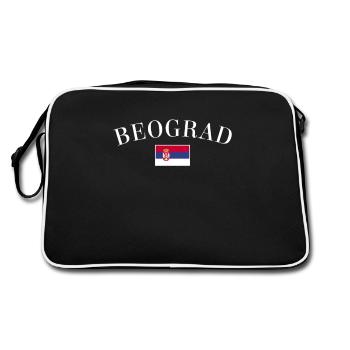 Belgrade Belgrade Serbie Serbie Drapeau - Sac Retro - noir/blanc - Dos