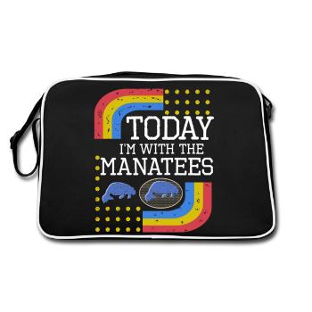 Vintage Slogan MANATEES - Retro Bag - black/white - Back