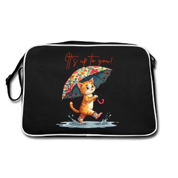 Chat Courage Pensée Positive Puddle Parapluie Mignon - Sac Retro - noir/blanc - Dos