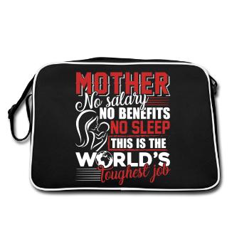Mother's Day Mom Is World s Toughest Job - Retro Bag - black/white - Back